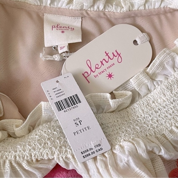 Anthropologie One Shoulder Sundress Ruffles Embroidered Floral Tan Pink Size S - Picture 11 of 13